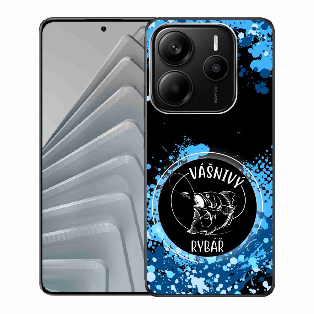 Gél borító mmCase a Xiaomi Redmi Note 14 5G-hez - szenvedélyes halász fekete háttérrel