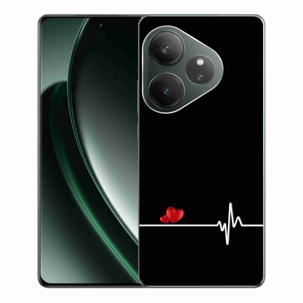 Gél borítás mmCase a Realme GT 6 5G/GT 6T 5G - szív és szívverés fekete háttérrel