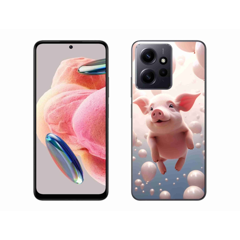 Gél borítás mmCase a Xiaomi Redmi Note 12 4G-hez - malacka lufikkal