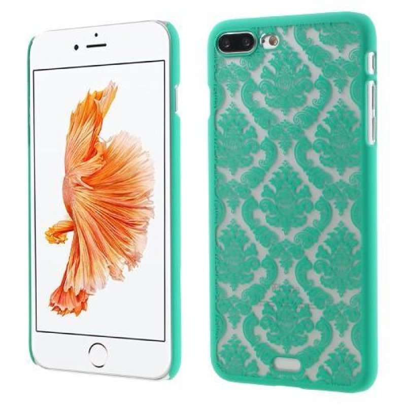 Csipkés műanyag tok iPhone 7 Plus és iPhone 8 Plus készülékhez - cián színű