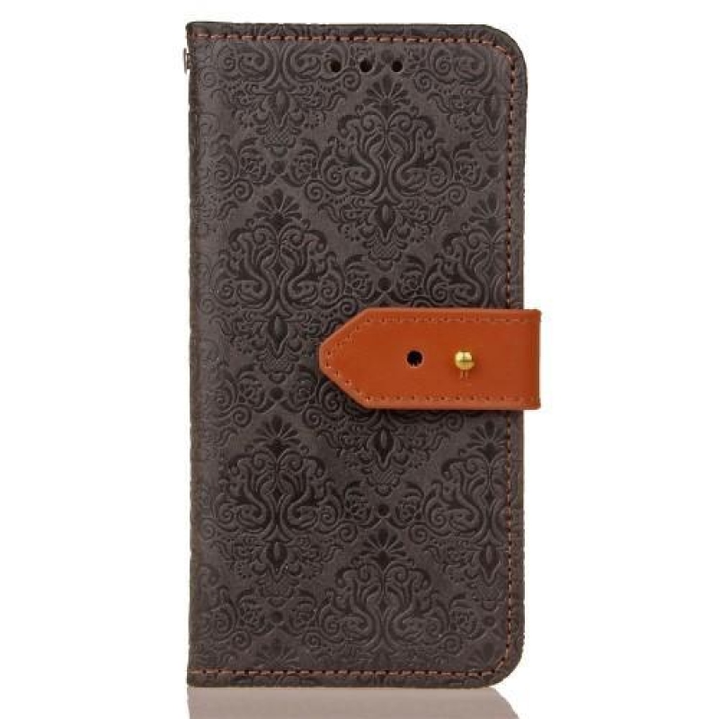 Csipkés PU bőr tok csatos zárral iPhone X készülékhez - fekete