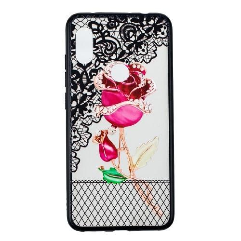 Csipkés szilikon tok Xiaomi Redmi Note 6 Pro - rózsaszínű