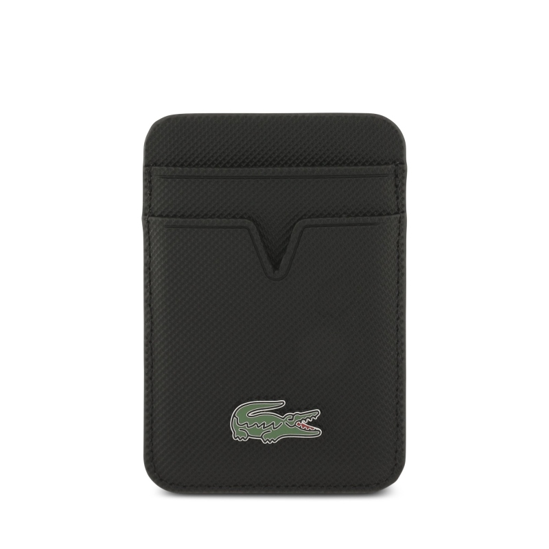 Lacoste Iconic Petit Pique MagSafe hátsó tok + pénztárca iPhone 18 Pro-hoz, fekete