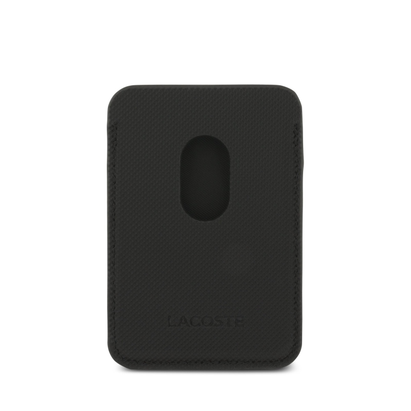 Lacoste Iconic Petit Pique MagSafe hátsó tok + pénztárca iPhone 18 Pro Max-hoz, fekete