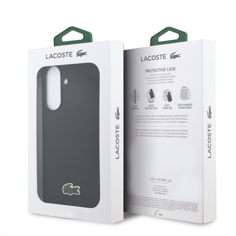 Lacoste Iconic Petit Pique Woven Logo MagSafe hátlap a Samsung Galaxy A37 készülékhez Fekete