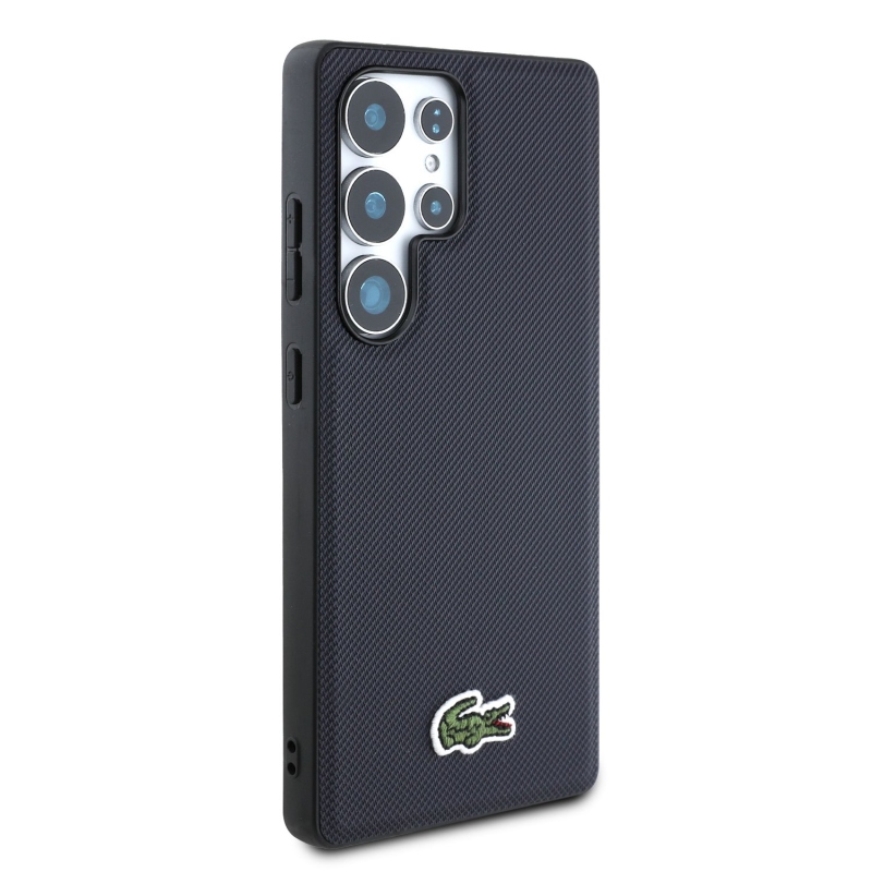 Lacoste Iconic Petit Pique Woven Logo MagSafe hátlap a Samsung Galaxy S25 Ultra Blue modellhez