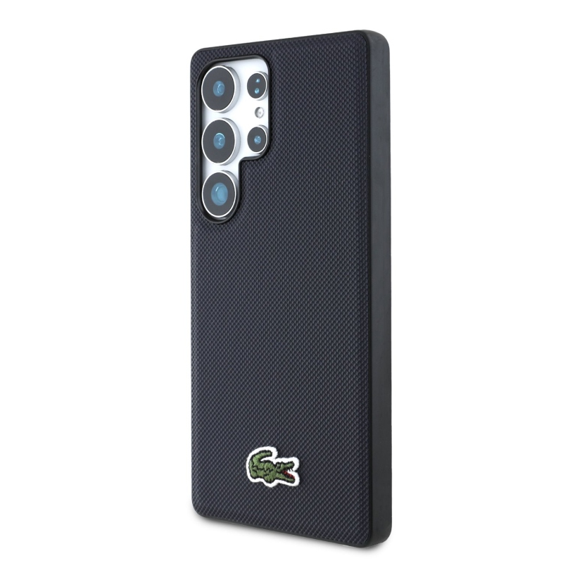 Lacoste Iconic Petit Pique Woven Logo MagSafe hátlap a Samsung Galaxy S25 Ultra Blue modellhez