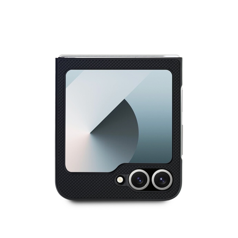 Lacoste Iconic Petit Pique szőtt logós MagSafe hátlap Samsung Galaxy Z Flip 6/7 FE készülékhez, fekete