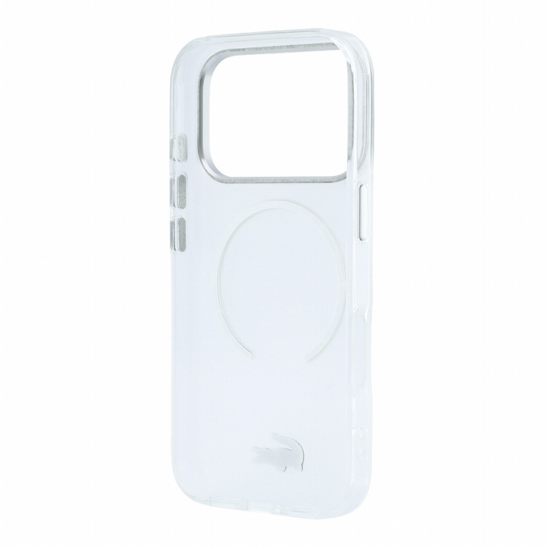 Lacoste IML Frosted Petit Pique Metal Logo MagSafe hátsó tok iPhone 18 Pro Max-hoz, átlátszó