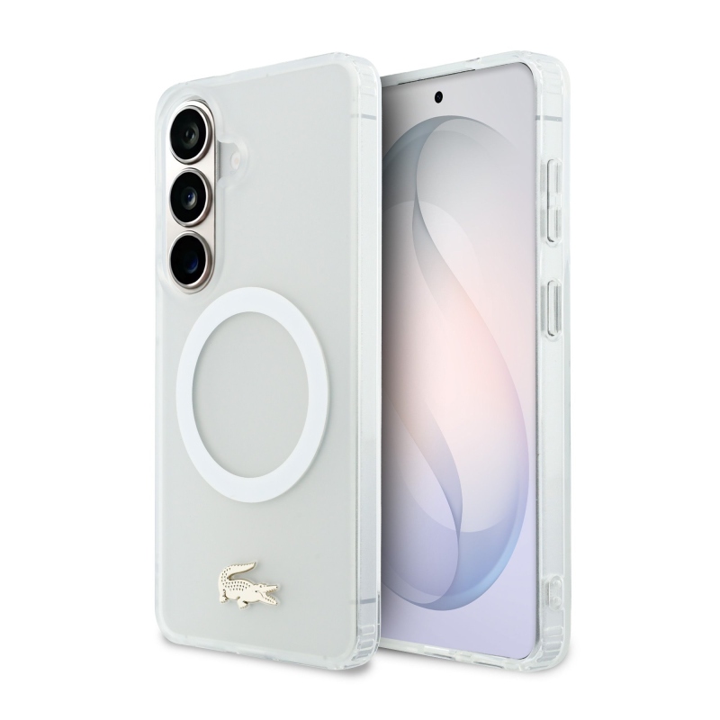 Lacoste PC/TPU Frosted Finish Gold Logo Magnetic Back Cover for Samsung Galaxy S26 Fehér