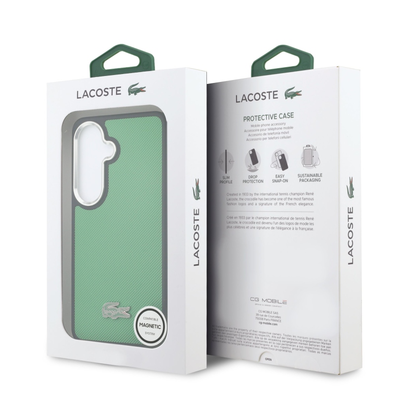 Lacoste Petit Pique fém logós mágneses hátlap Samsung Galaxy S26 Estragon zöld