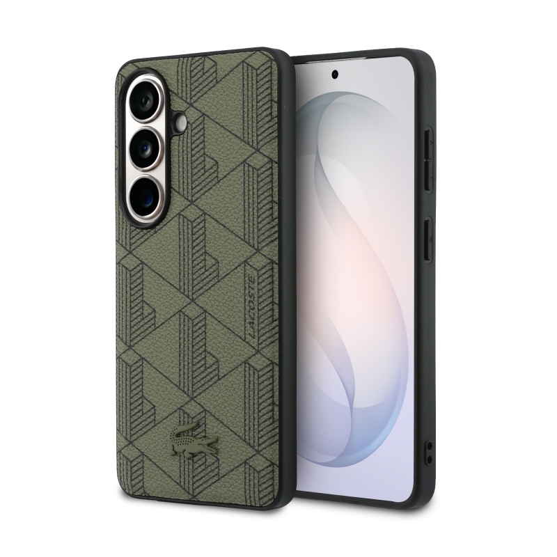 Lacoste PVC Blend Monogram mágneses hátlap Samsung Galaxy S26 mágneses hátlapja Khaki