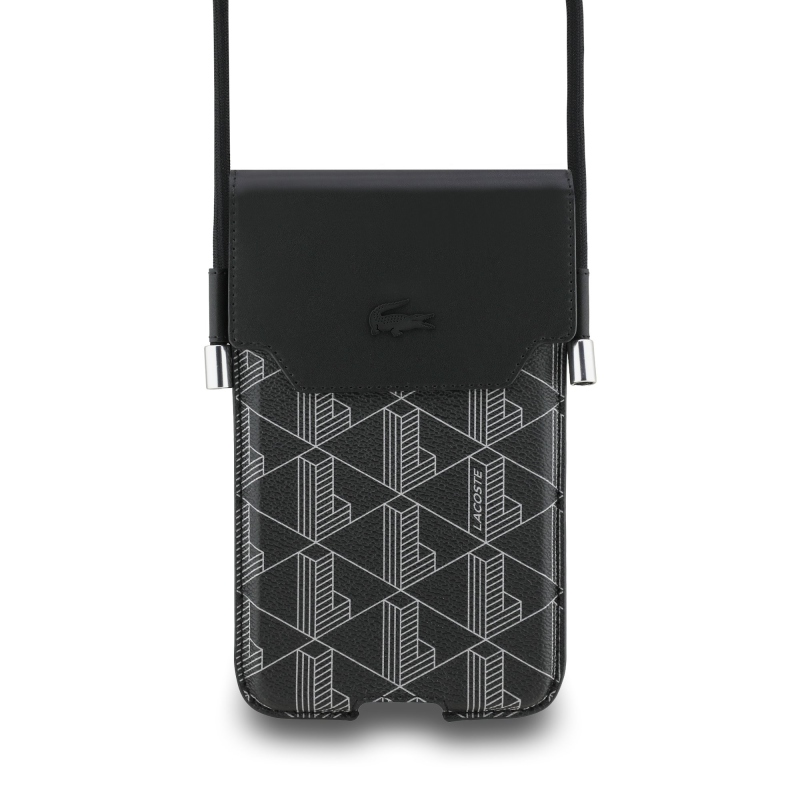 Lacoste PVC keverék monogram fém logó telefon zseb XL fekete