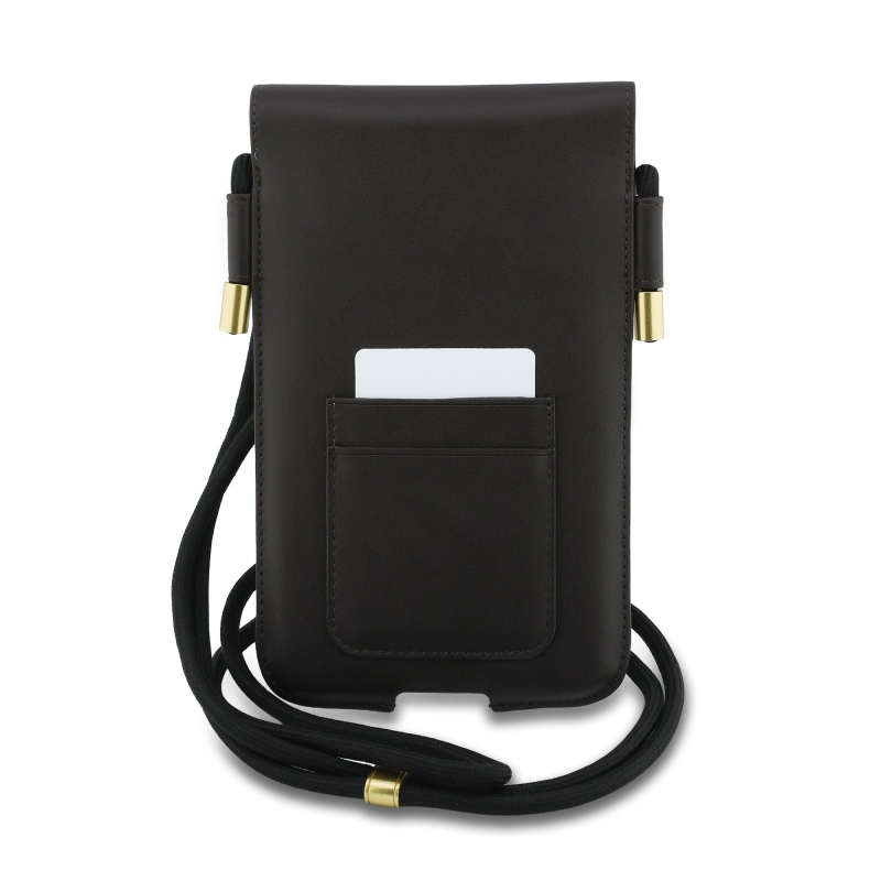 Lacoste PVC keverék monogram fém logós telefon zseb XL barna barna