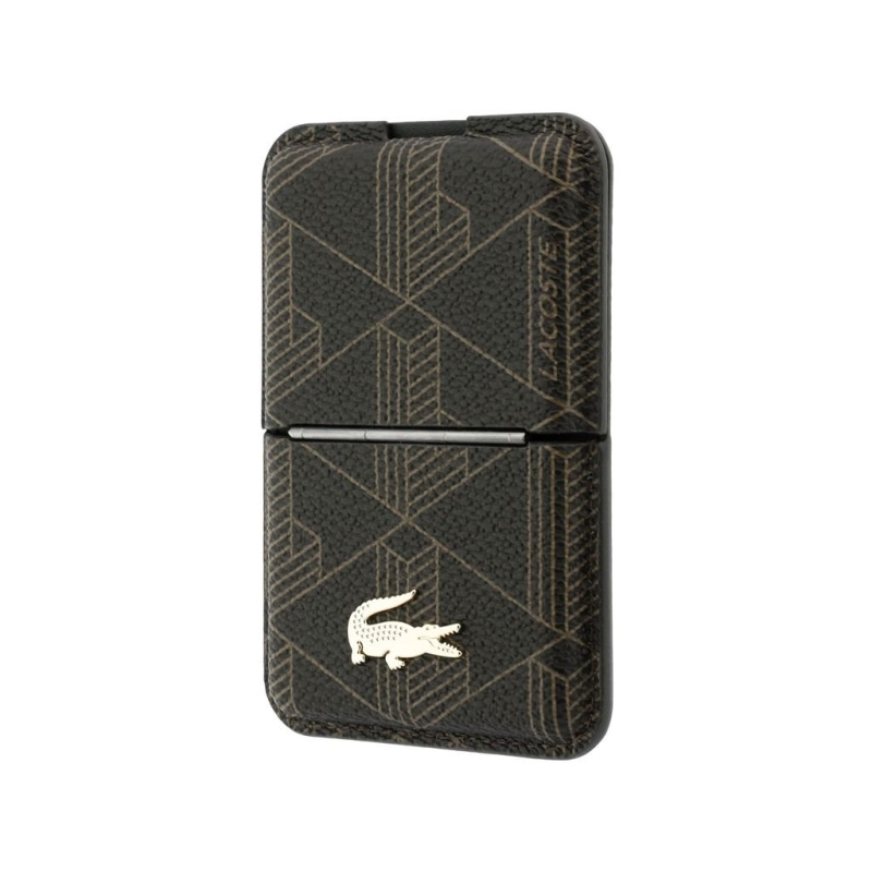 Lacoste PVC-keverékből készült Monogram Petit Pique MagSafe pénztárca állvánnyal, barna