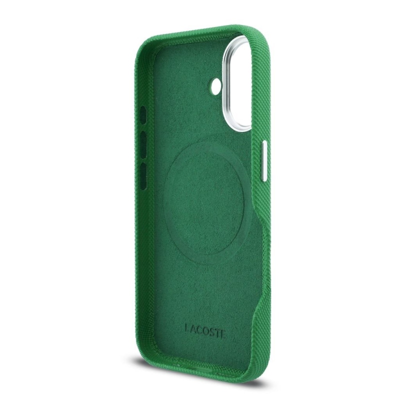 Lacoste PVC Iconic Petit Pique fém logó MagSafe hátlap iPhone 16-hoz Estragon Green zöld