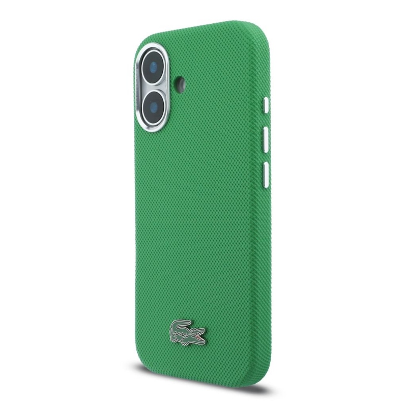 Lacoste PVC Iconic Petit Pique fém logó MagSafe hátlap iPhone 16-hoz Estragon Green zöld