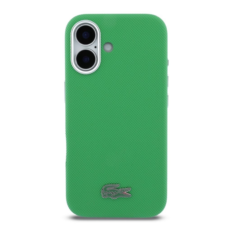 Lacoste PVC Iconic Petit Pique fém logó MagSafe hátlap iPhone 16-hoz Estragon Green zöld