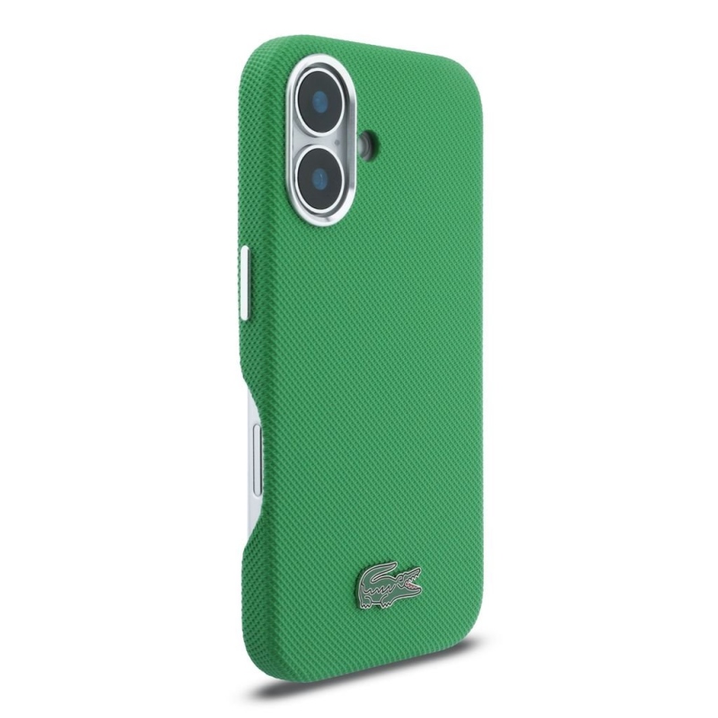 Lacoste PVC Iconic Petit Pique fém logó MagSafe hátlap iPhone 16-hoz Estragon Green zöld