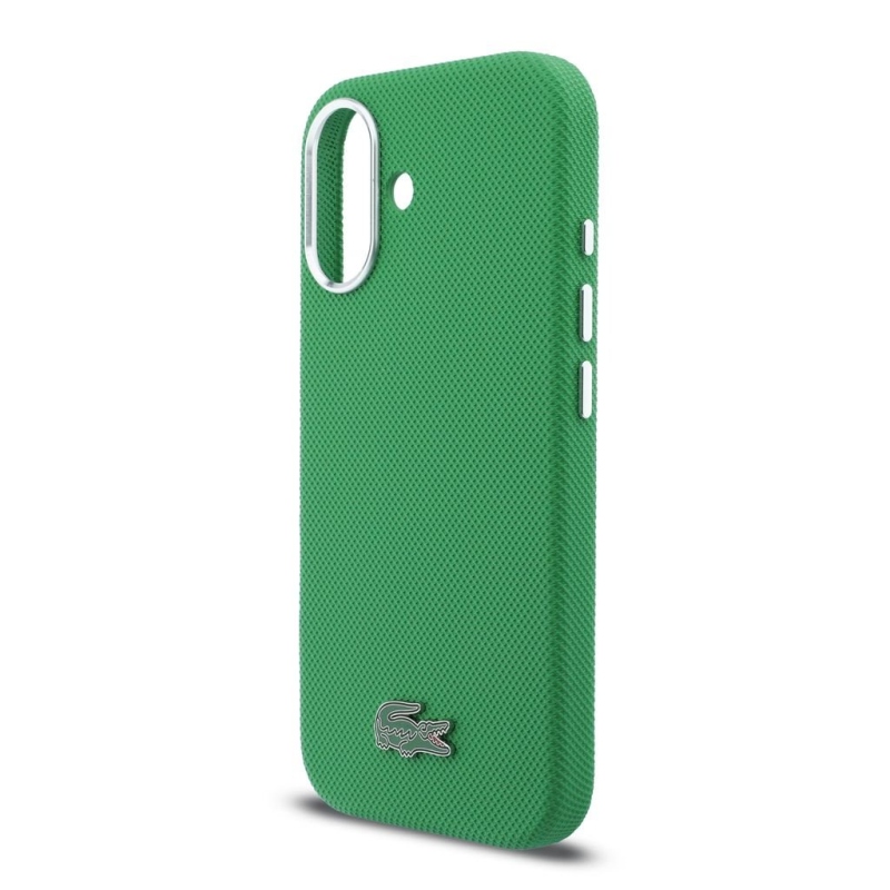 Lacoste PVC Iconic Petit Pique fém logó MagSafe hátlap iPhone 16-hoz Estragon Green zöld