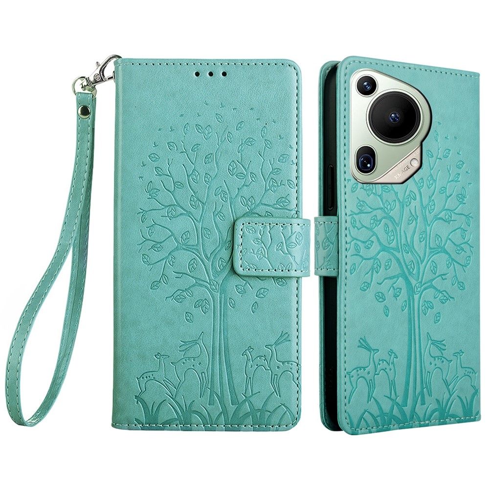 Fa könyvtáska a Huawei Pura 70 Ultra készülékhez - teáskék színű