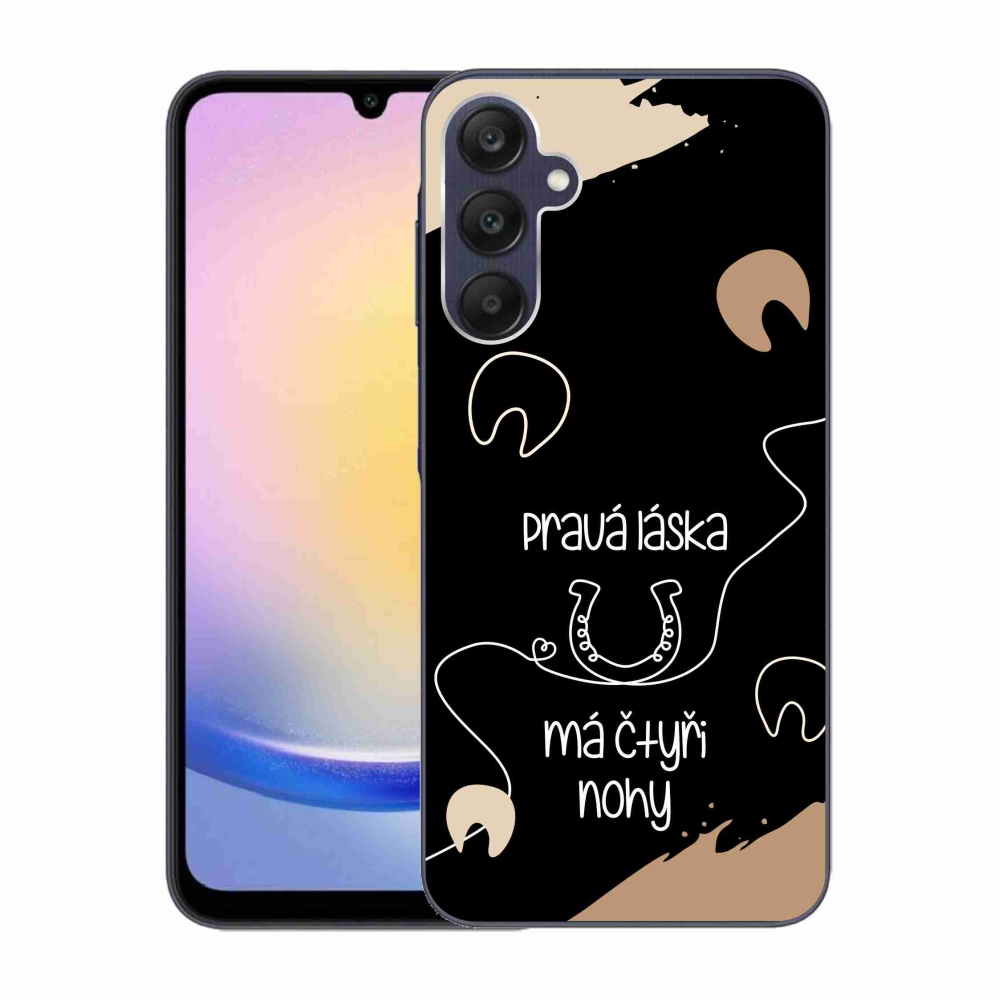Gél borítás mmCase Samsung Galaxy A25 5G - ló motívum fekete háttérrel