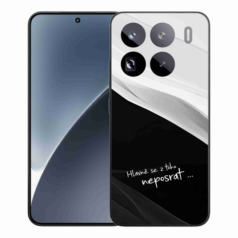 Gél borító mmCase a Xiaomi 15 Pro-hoz - vicces szöveg 13 fekete és fehér háttérrel