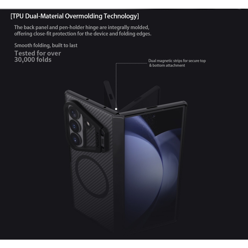 Nillkin CamShield Prop Magnetic (átlátszó lencse) hátsó tok a Samsung Galaxy Z Fold 8 Ultra-hoz, átlátszó fekete