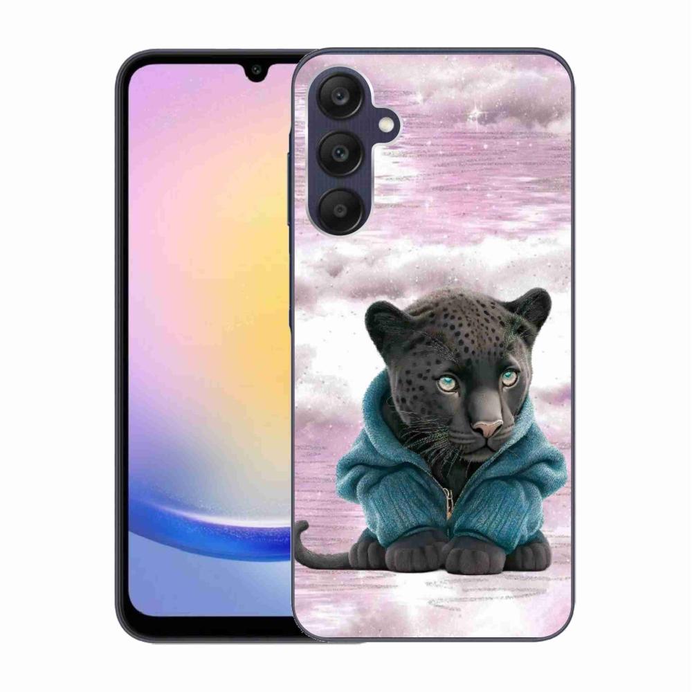 Zselés borítás mmCase Samsung Galaxy A25 5G - fekete párduc pulóverben