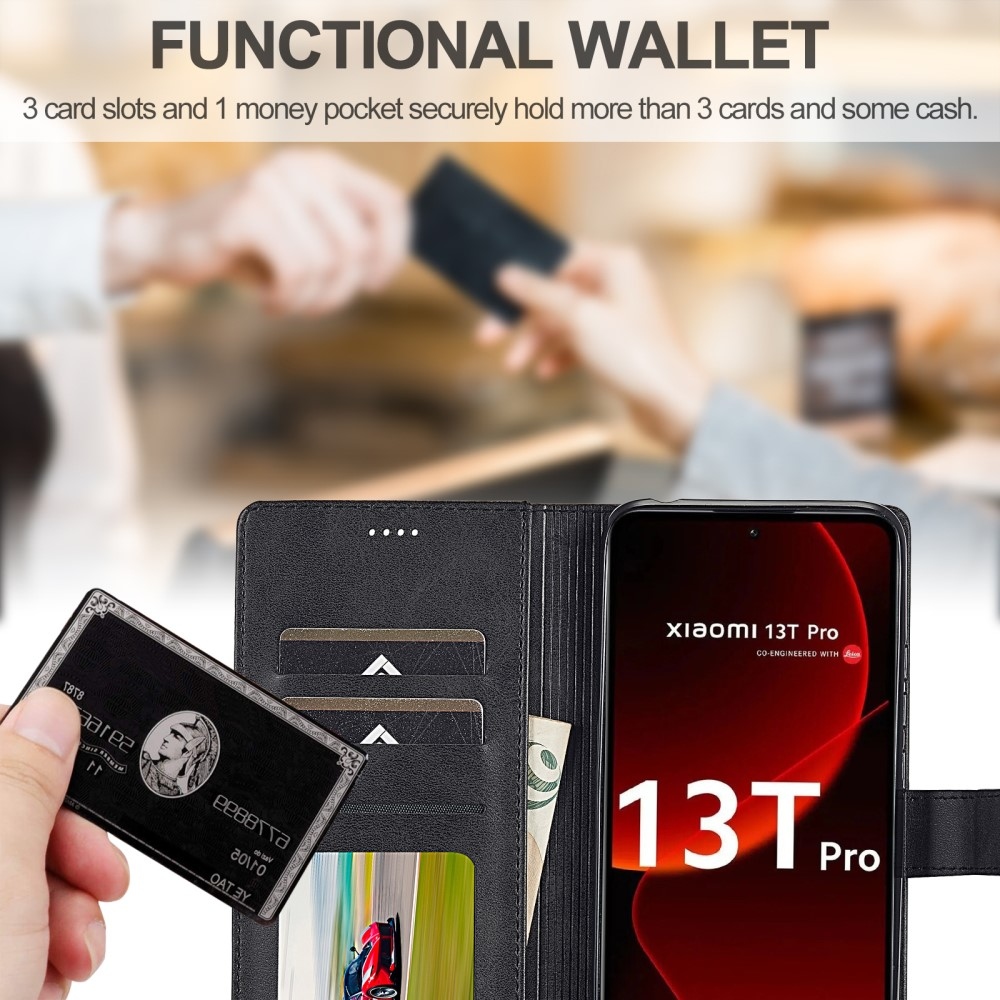 IMEEKE könyvtáska Xiaomi 13T/13T Pro készülékhez - fekete