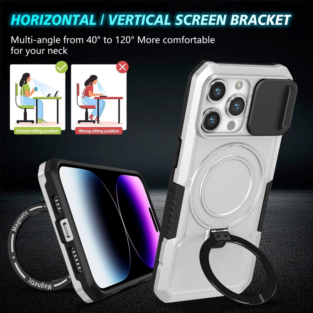 Katonai tartós védőburkolat MagSafe-vel iPhone 14 Pro Max készülékhez - Fekete/Fehér