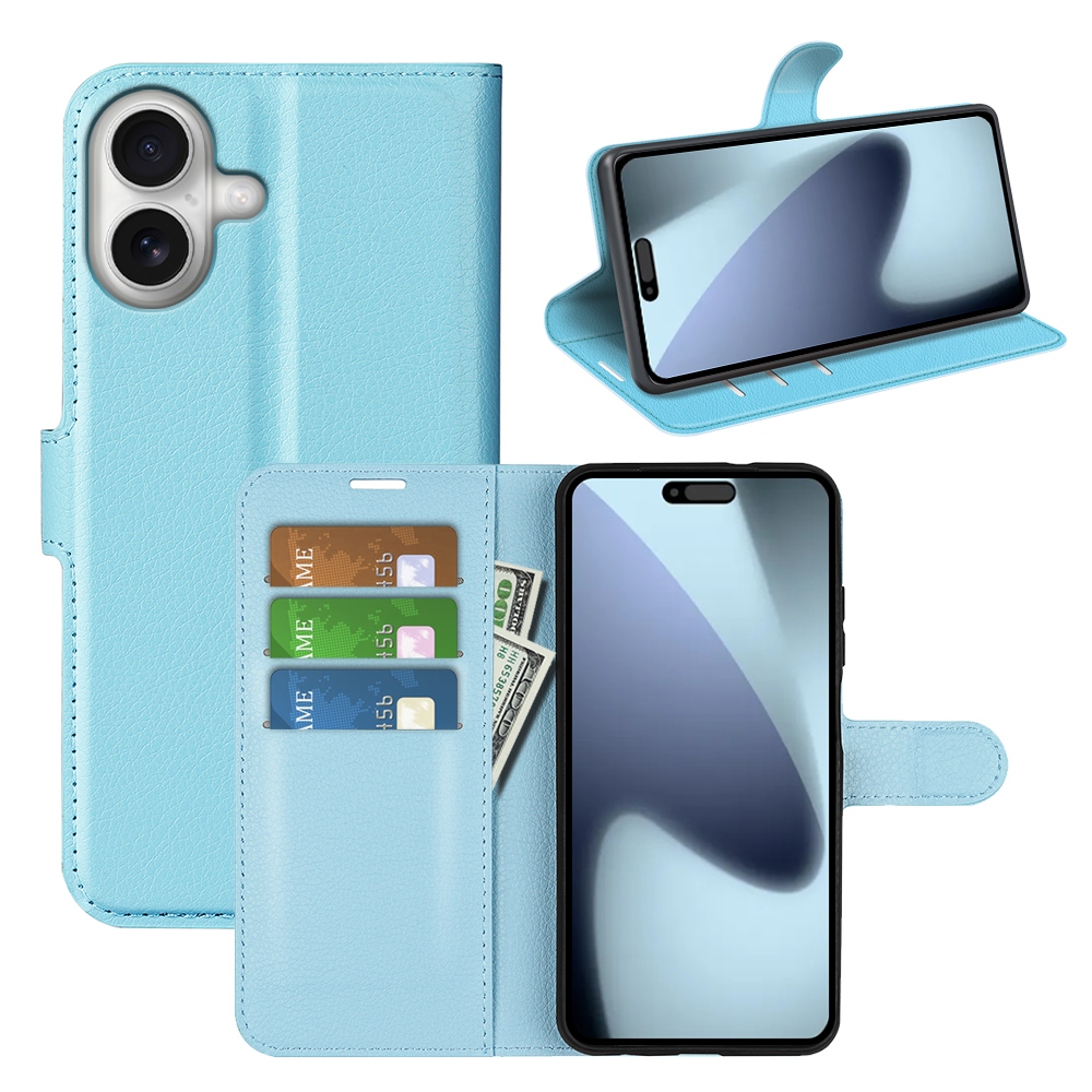 Litchi könyvtáska iPhone 17 készülékhez - kék