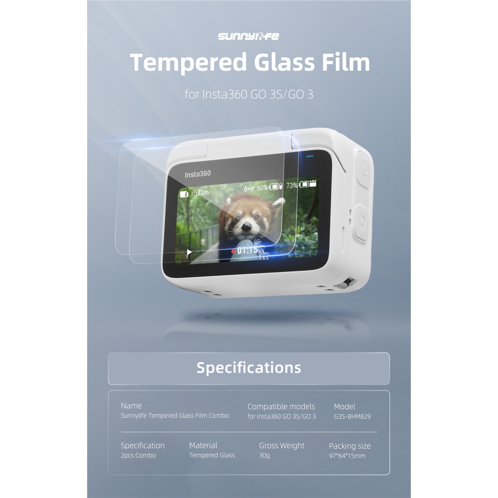 Edzett üveg képernyővédő fólia Insta360 GO 3 / GO 3S készülékhez (2 db)