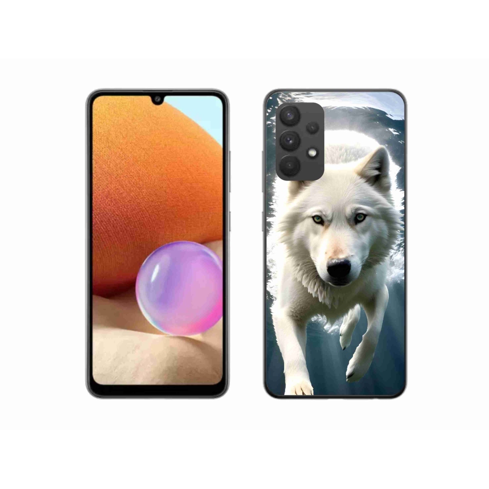 Gél védőburkolat mmCase Samsung Galaxy A32 4G - fehér farkas