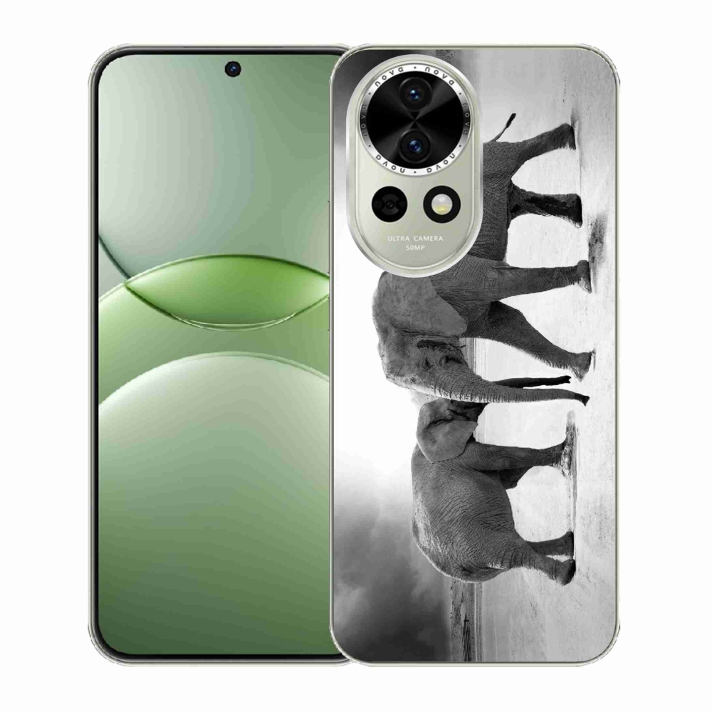 Gél borítás mmCase a Huawei Nova 13 5G-n - fekete és fehér elefántok