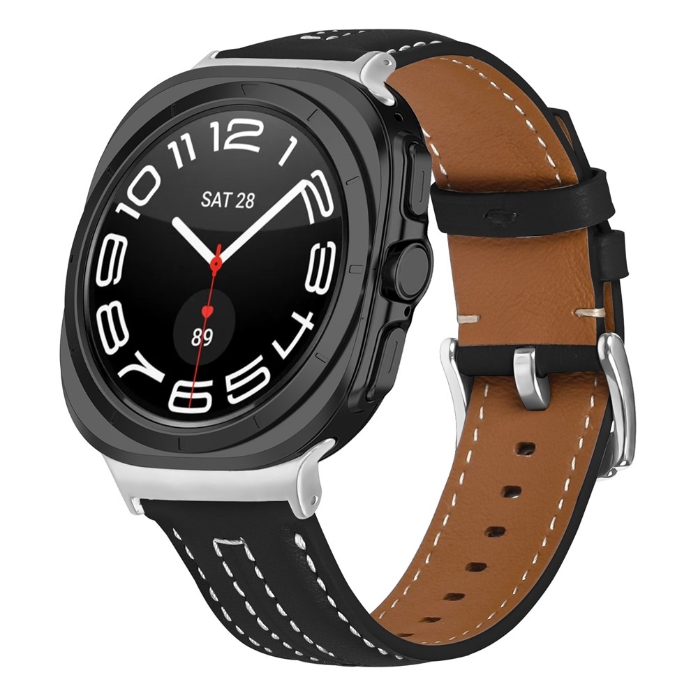 Leathe műbőr szíj a Samsung Galaxy Watch Ultra (2025) 47 mm-es modellhez – fekete