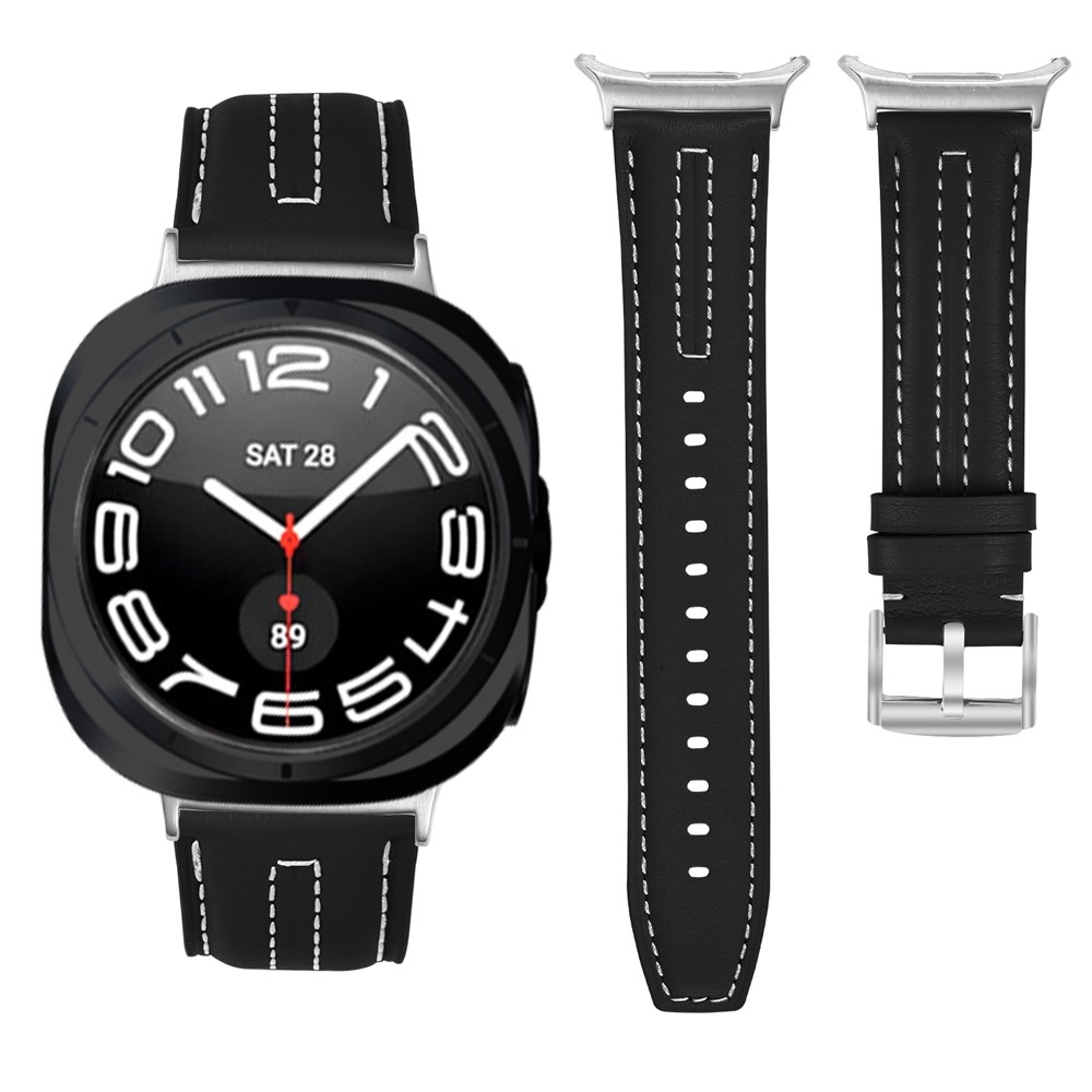 Leathe műbőr szíj a Samsung Galaxy Watch8 Classic 46 mm-es/Watch8 44 mm-es/40 mm-es modellekhez – fekete