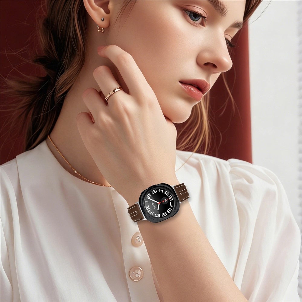 Leathe műbőr szíj a Samsung Galaxy Watch8 Classic 46 mm-es/Watch8 44 mm-es/40 mm-es modellekhez – barna