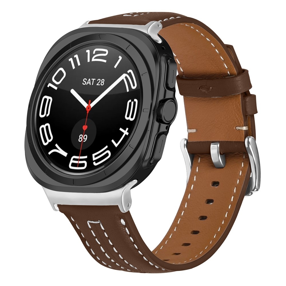 Leathe műbőr szíj a Samsung Galaxy Watch8 Classic 46 mm-es/Watch8 44 mm-es/40 mm-es modellekhez – barna