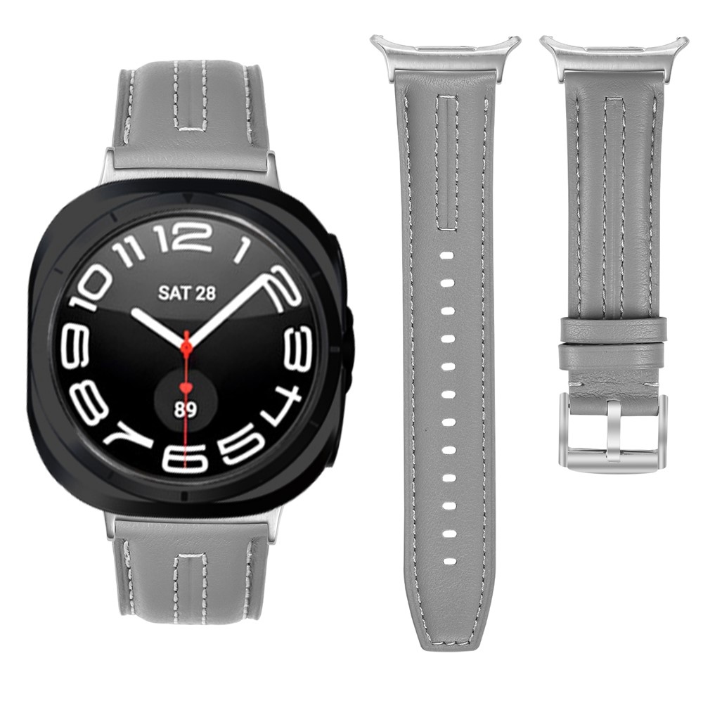 Leathe műbőr szíj a Samsung Galaxy Watch8 Classic 46 mm-es/Watch8 44 mm-es/40 mm-es modellekhez – világosszürke