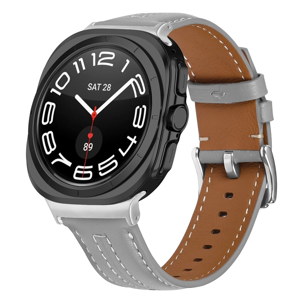 Leathe műbőr szíj a Samsung Galaxy Watch8 Classic 46 mm-es/Watch8 44 mm-es/40 mm-es modellekhez – világosszürke