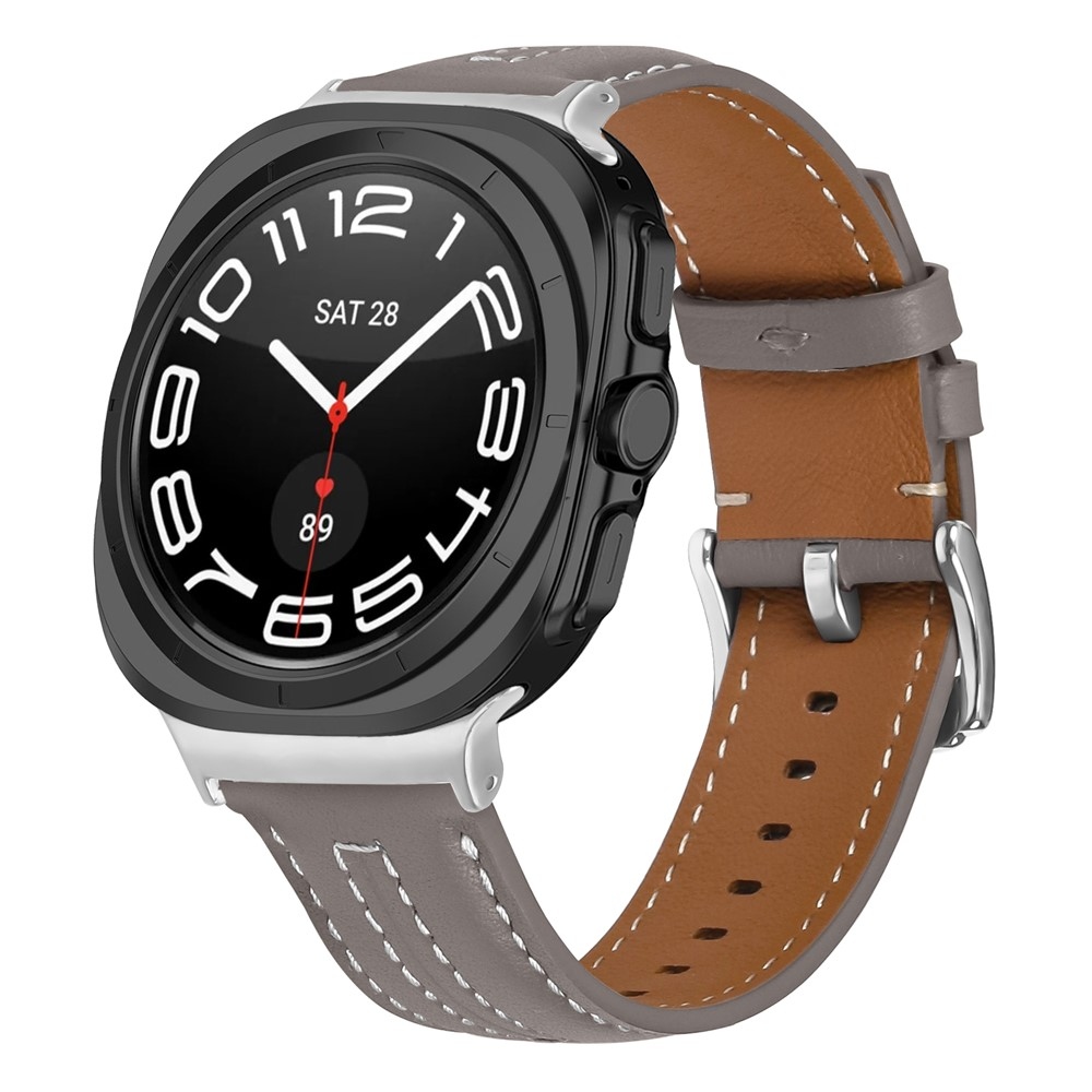 Leathe műbőr szíj a Samsung Galaxy Watch8 Classic 46 mm-es/Watch8 44 mm-es/40 mm-es modellekhez – sötét szürke