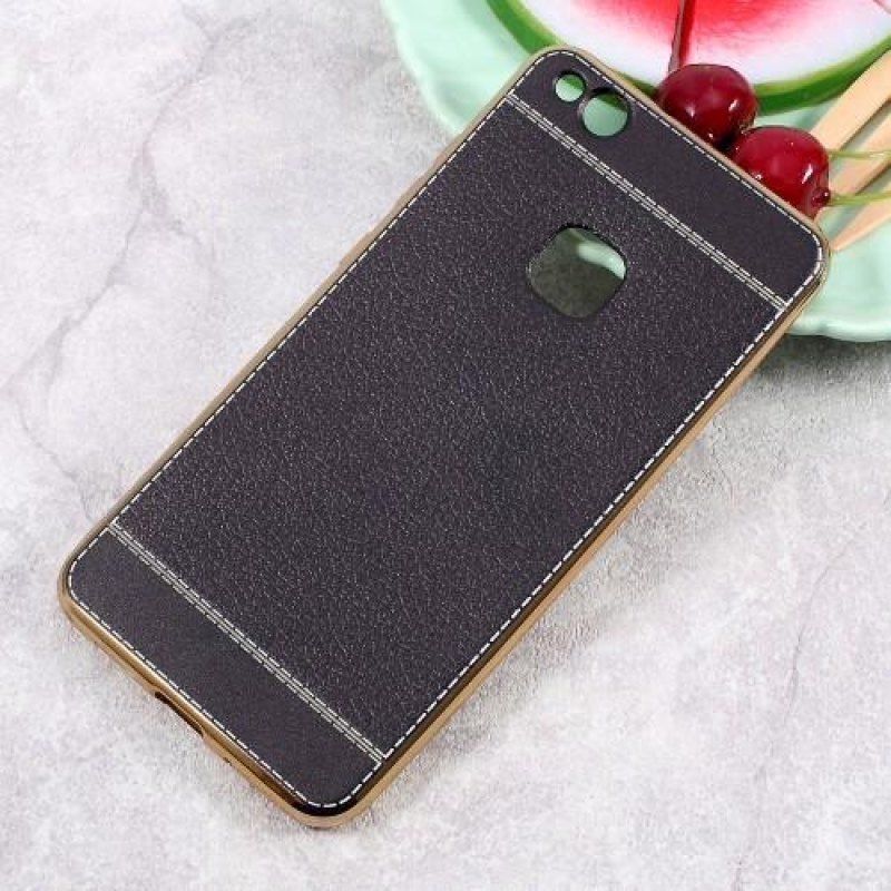 Leathy zselés tok PU bőr hátlappal Huawei P10 Lite készülékhez - fekete