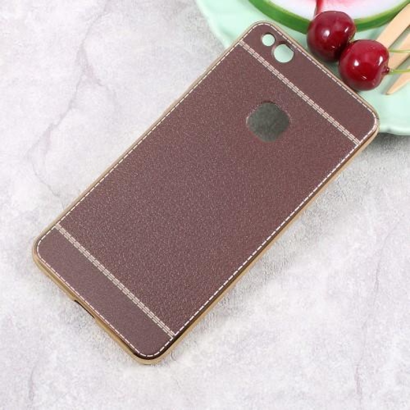 Leathy zselés tok PU bőr hátlappal Huawei P10 Lite készülékhez - barna