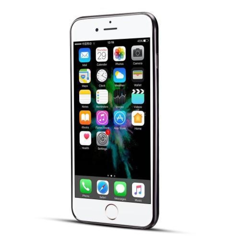 Leathy zselés tok PU bőr hátlappal és állvánnyal iPhone 8 Plus és 7 Plus készülékhez - fekete