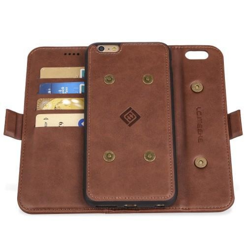 Leathy PU bőr tok pánttal iPhone 6s Plus és 6 Plus készülékhez - kávé