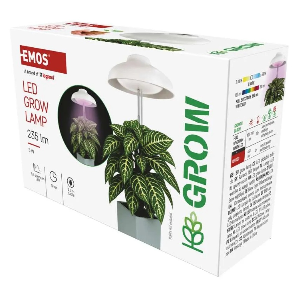 LED GROW termesztőlámpa 5 W, időzítővel - fehér