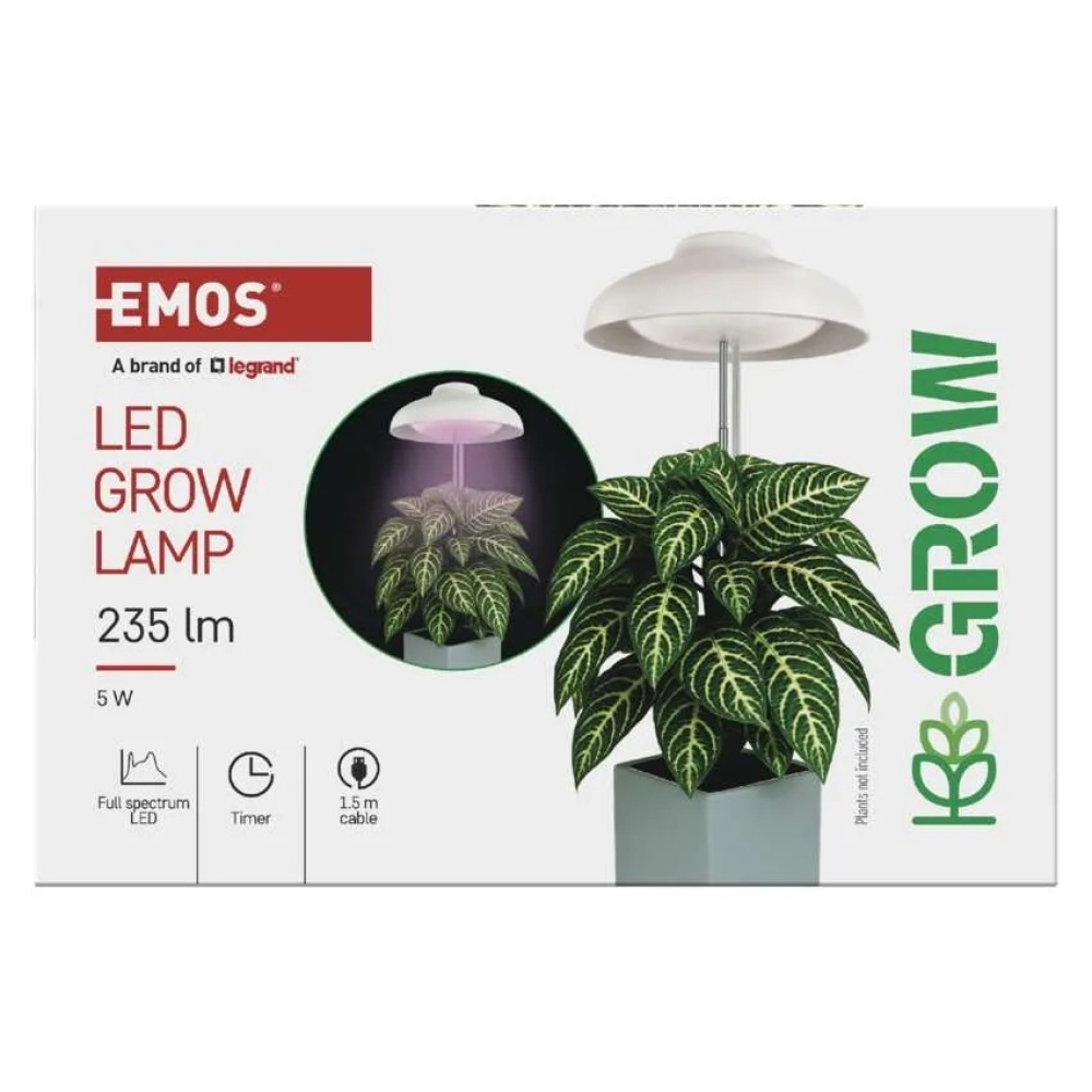 LED GROW termesztőlámpa 5 W, időzítővel - fehér