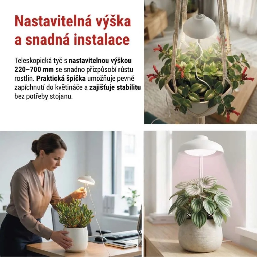 LED GROW termesztőlámpa 5 W, időzítővel - fehér