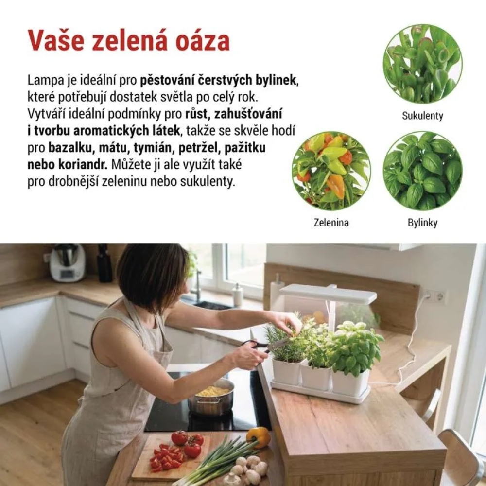 LED GROW növénytermesztő lámpa 7 W, időzítővel, szabályozható fényerővel - fehér